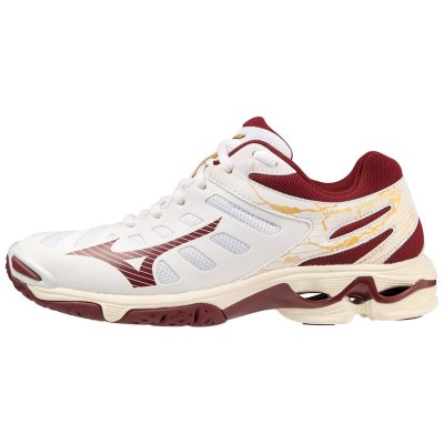 Zapatillas Para Voleibol Mizuno WAVE Voltage Mujer - Blancos / Vino / Dorados - Chile M417RQJSIA